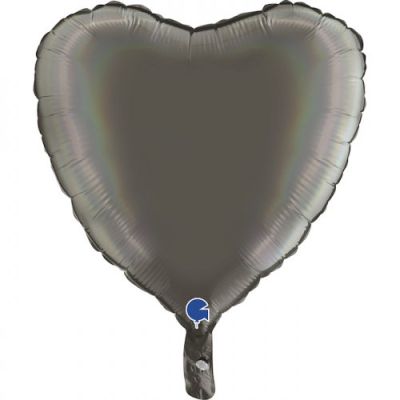 Grabo Foil Heart 45cm - Holographic Platinum Grey 