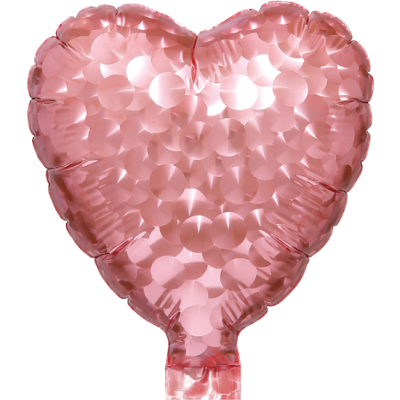 SAG Microfoil 13cm (5&quot;) Heart Metallic Light Pink - Balloon Stick Included (Unpackaged)
