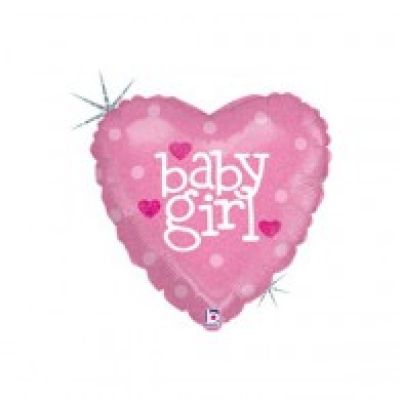 Betallic Microfoil 22cm (9") Holographic Baby Girl - Air fill (unpackaged) 