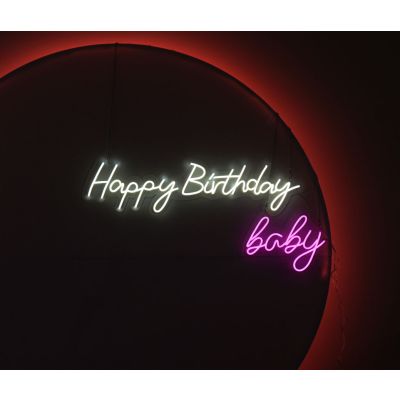 LED Sign Happy Birthday (100cm x 32cm) White