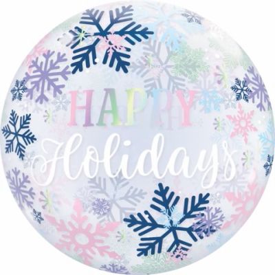 Qualatex Bubble 56cm (22") Happy Holiday Snowflakes