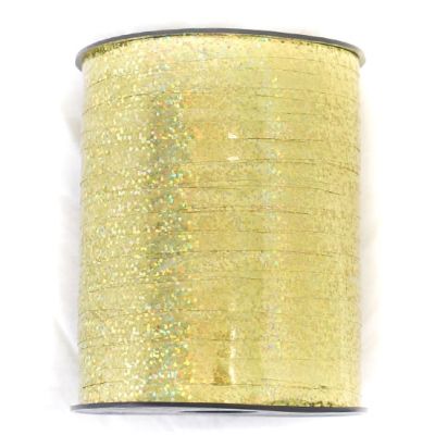 Elegant Curling Ribbon (flat) 455m Holographic White Gold