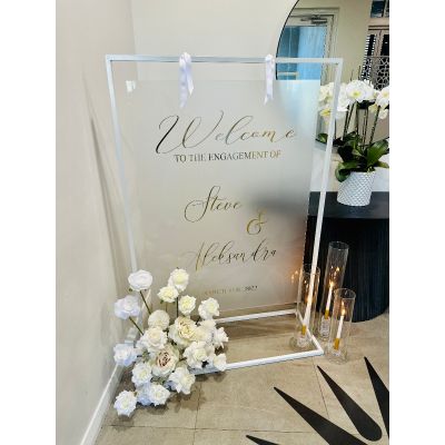 Floating Acrylic Sign Frame (Includes Hooks) (1.5m x 1m) White (Acrylic not included)