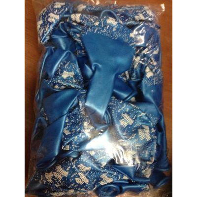 Qualatex Printed Latex 50/28cm (11") Birthday-A-Round Pearl Azure Blue (Discontinued)