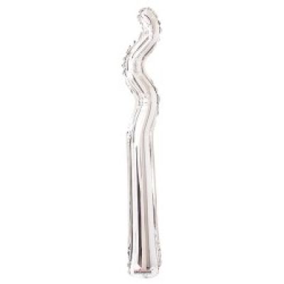 Kaleidoscope 14&quot; Kurly Zig Zag Silver - Air fill (unpackaged) (Discontinued)