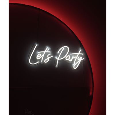 LED Sign Let's Party (65cm x 36cm) White