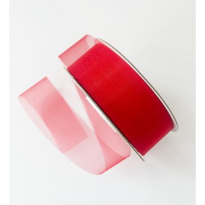 Organza Ribbon Standard Red - 25mm x 50m 