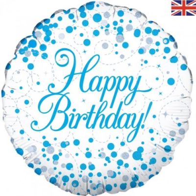 Oaktree Foil 45cm Sparkling Blue Fizz Happy Birthday