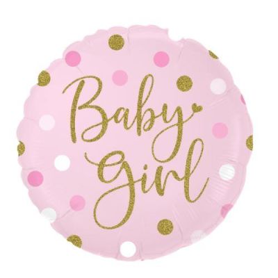 Oaktree Foil 45cm (18") Sparkling Baby Girl Dots