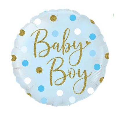 Oaktree Foil 45cm (18") Sparkling Baby Boy Dots