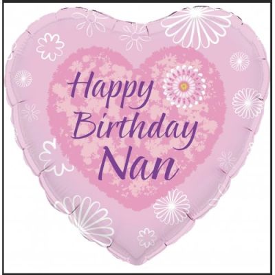 Oaktree Foil Heart 45cm (18") Happy Birthday Nan