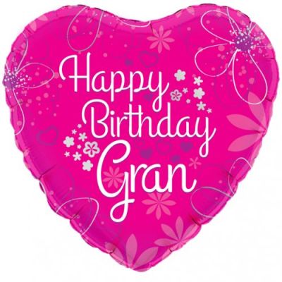 Oaktree Foil Heart 45cm (18") Happy Birthday Gran