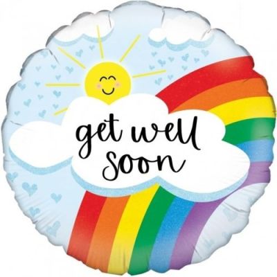 Oaktree Foil 45cm (18") Get Well Soon Holographic Rainbow 