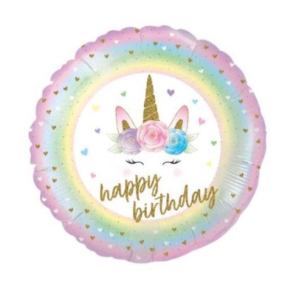 Oaktree Foil 45cm (18") Flowers Unicorn Birthday