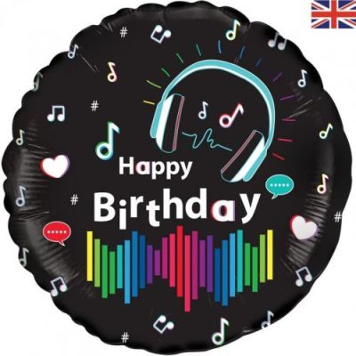 Oaktree Foil 45cm (18") Holographic Music Media Happy Birthday