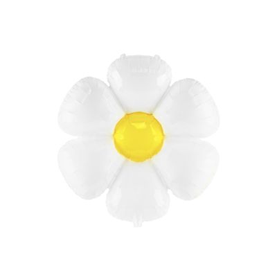 Party Deco Foil Shape Glossy White Daisy with Yellow 97cm x 103cm