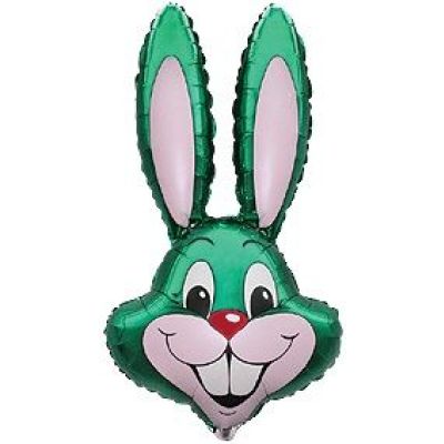 FM Micro Foil 35cm (14") Rabbit Bunny Head Green (Air Fill & Unpackaged)