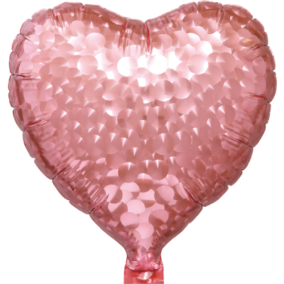 SAG Microfoil 18cm (7&quot;) Heart Metallic Light Pink - Balloon Stick Included (Unpackaged)