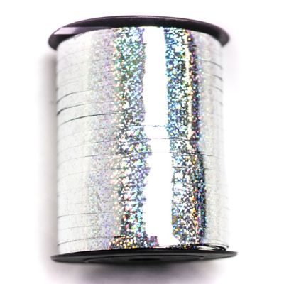 Elegant Curling Ribbon (flat) 455m Holographic Silver