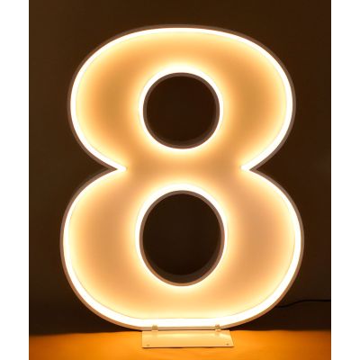 1.2m White Metal LED Rope Marquee Number 8 (Warm White)
