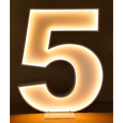 1.2m White Metal LED Rope Marquee Number 5 (Warm White)