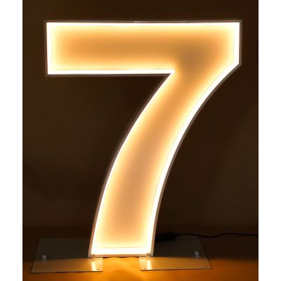 1.2m White Metal LED Rope Marquee Number 7 (Warm White)