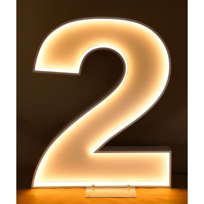 1.2m White Metal LED Rope Marquee Number 2 (Warm White)