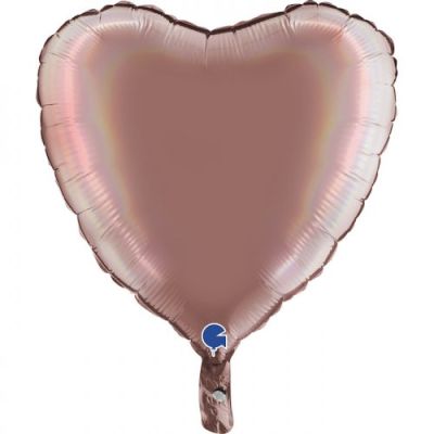 Grabo Foil Heart 45cm - Holographic Platinum Rose 