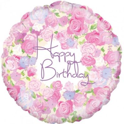 Oaktree Foil 45cm - Happy Birthday Vintage Floral