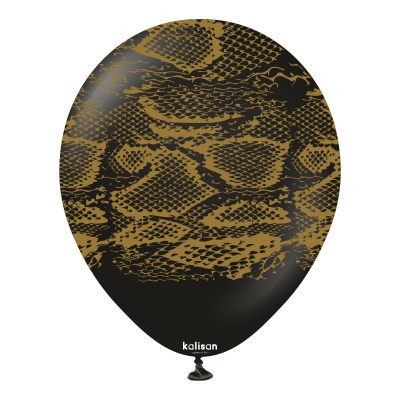 Kalisan Printed Latex 25/30cm (12") Black Safari Snake with Gold Print