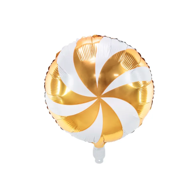Party Deco Foil Round Candy Swirl Gold 35cm (14")