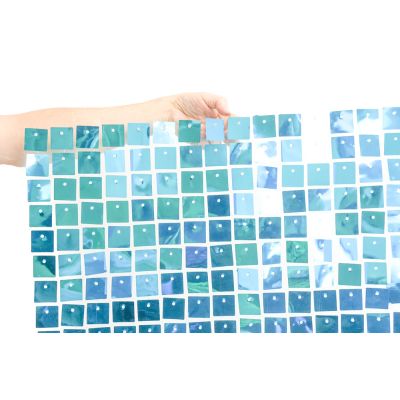 (35cm x 35cm) Shimmer Sequin Wall Panel - Metallic Caribbean Blue