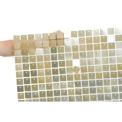 (35cm x 35cm) Shimmer Sequin Wall Panel - Satin (Chrome) White Gold