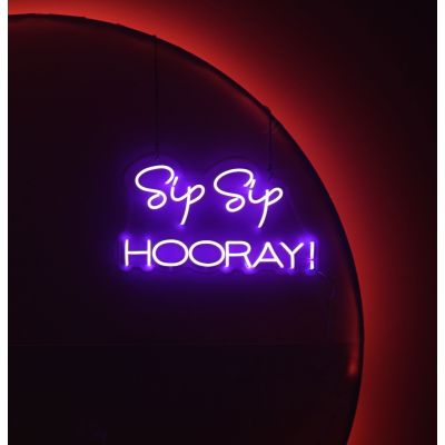 LED Sign Sip Sip Hooray (60cm x 33cm) Purple