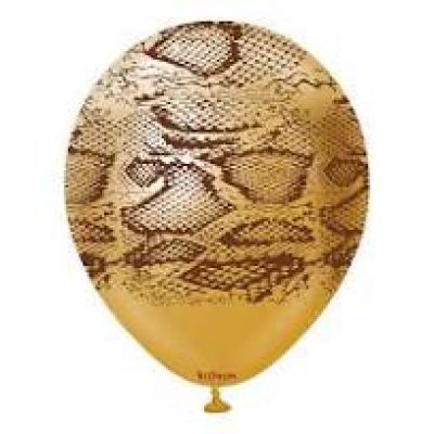 Kalisan Printed Latex 25/30cm (12") Mirror Gold Safari Snake with Dark Brown Print