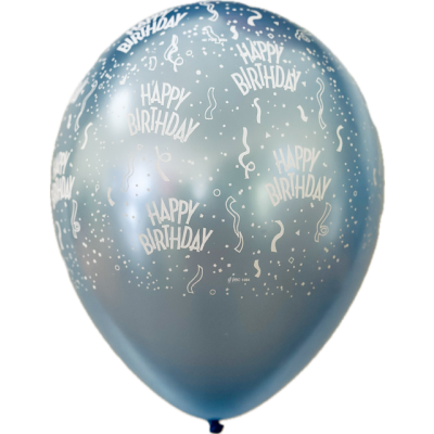 Qualatex Printed Latex 25/28cm (11") Birthday-A-Round Pearl Azure Blue (Discontinued)