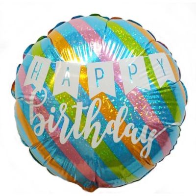 Betallic Microfoil 22cm (9") Holographic Banner & Stripes - Air fill (unpackaged)
