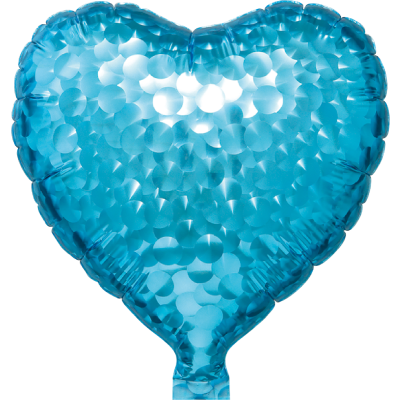 SAG Microfoil 18cm (7&quot;) Heart Metallic Light Blue - Balloon Stick Included (Unpackaged)