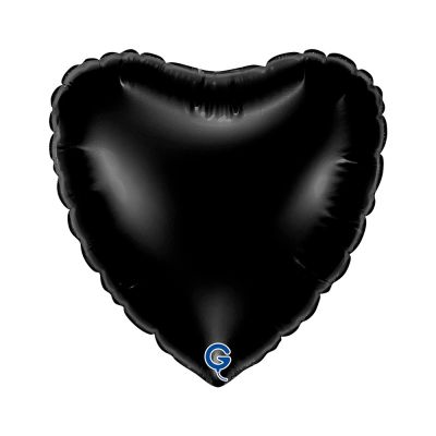 Grabo Microfoil Solid Colour Heart 22cm (9") Black - Air Fill (Unpackaged)