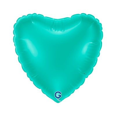 Grabo Microfoil Solid Colour Heart 22cm (9") Tiffany Blue - Air Fill (Unpackaged)