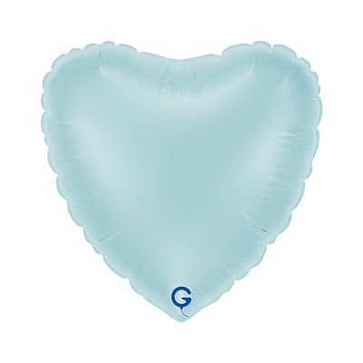 Grabo Microfoil Solid Colour Heart 22cm (9") Pastel Blue - Air Fill (Unpackaged)