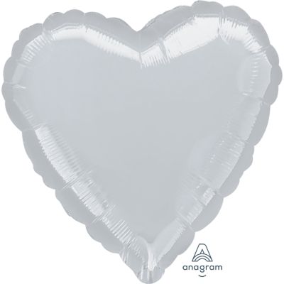 Anagram Solid Colour Foil 82cm (32") Heart Silver (Unpackaged) 