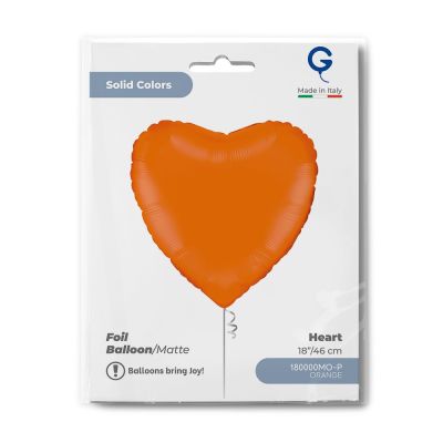 Grabo Foil Solid Colour Heart 46cm (18") Matte Orange