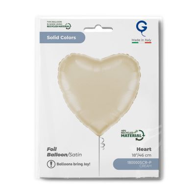 Grabo Foil Solid Colour Heart 46cm (18") Satin Cream