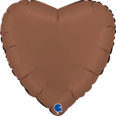 Grabo Foil Solid Colour Heart 46cm (18") Satin Chocolate Brown (Unpackaged)