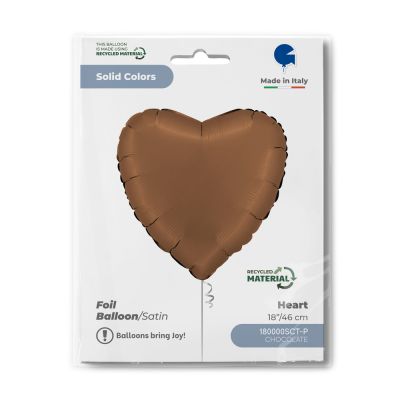 Grabo Foil Solid Colour Heart 46cm (18") Satin Chocolate