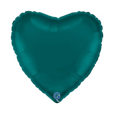 Grabo Foil Solid Colour Heart 46cm (18") Satin Emerald Green (unpackaged)