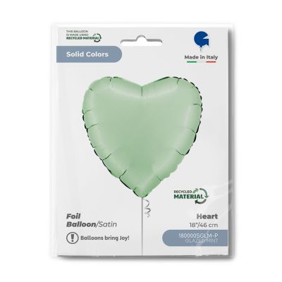 Grabo Foil Solid Colour Heart 46cm (18") Glazed Mint