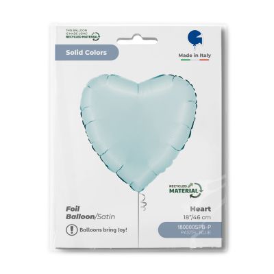 Grabo Foil Solid Colour Heart 46cm (18") Satin Pastel Blue
