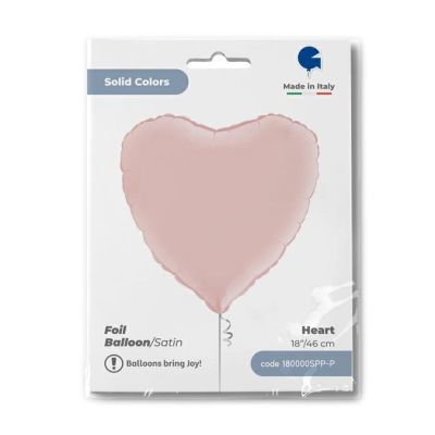 Grabo Foil Solid Colour Heart 46cm (18") Satin Pastel Pink